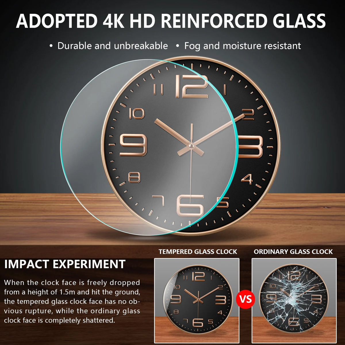 Punch-Free Dome Wall Clock ABS frame detail — Casa Norex