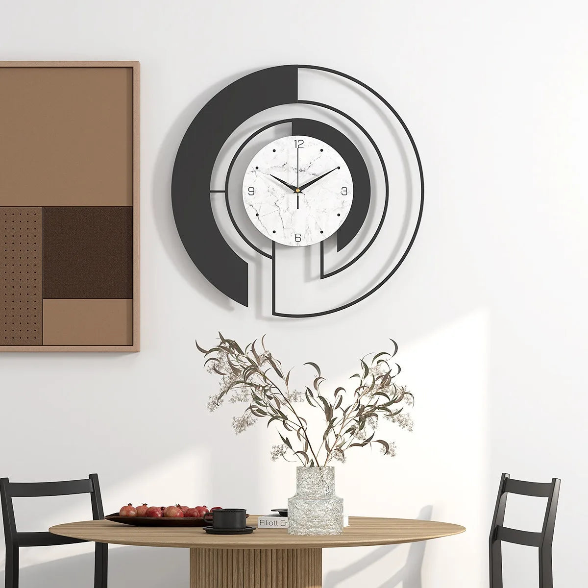 Marble Dial Wall Clock alternate angle — metal frame with marble-pattern dial | Casa Norex