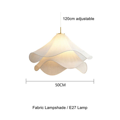 Fabric flower pendant light dimension diagram — Ø 50cm shade, 120cm adjustable wire | Casa Norex