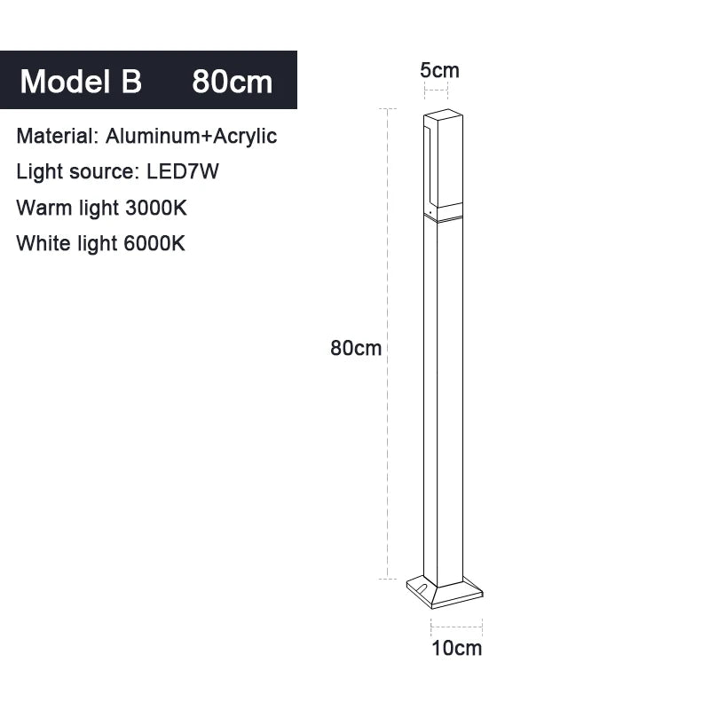 Aluminum LED lawn lamp ground stake base close-up