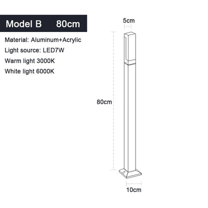 Aluminum LED lawn lamp ground stake base close-up