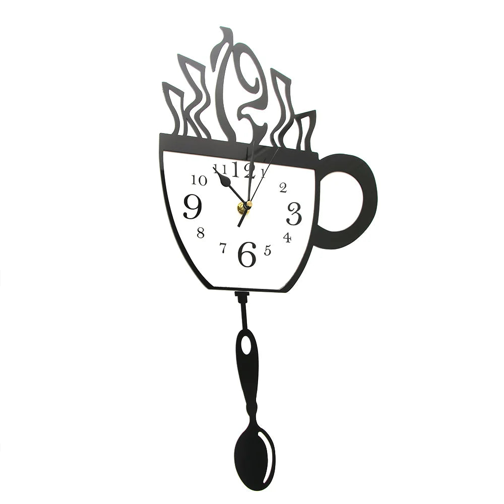 Coffee Cup Pendulum Wall Clock close-up of the swinging spoon | Casa Norex