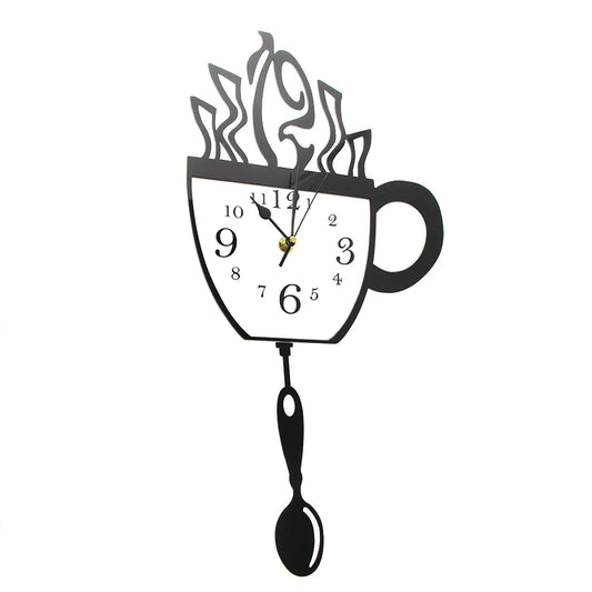 Coffee Cup Pendulum Wall Clock close-up of the swinging spoon | Casa Norex