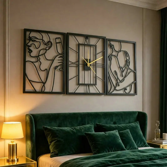Line Art Wall Clock Trio detail view 1 — Casa Norex