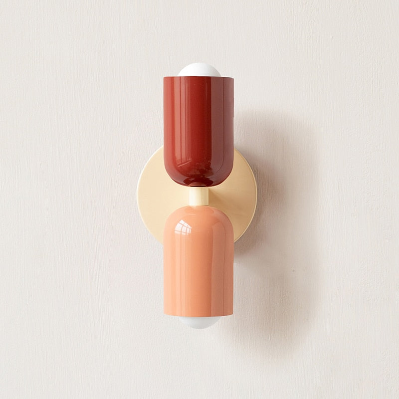 Colorful Minimalist Dual-Bulb Wall Sconce for Modern Ambience