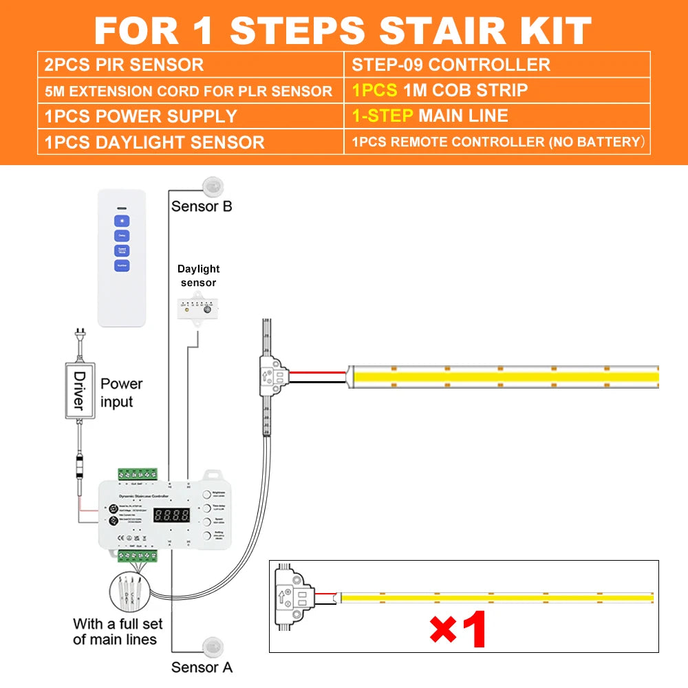 Surface-mounted PIR sensor with 10mm connector hole for stair light kit — Casa Norex