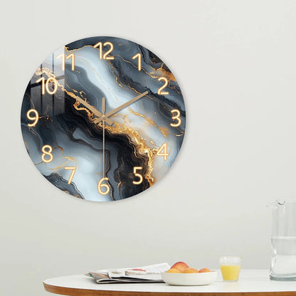 Marble-Pattern Wood Wall Clock silent quartz movement — Casa Norex