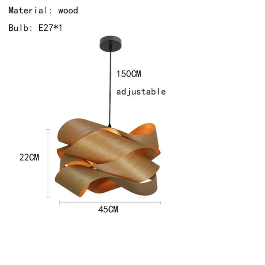 Wood pendant light — natural veneer dome with warm amber glow | Casa Norex