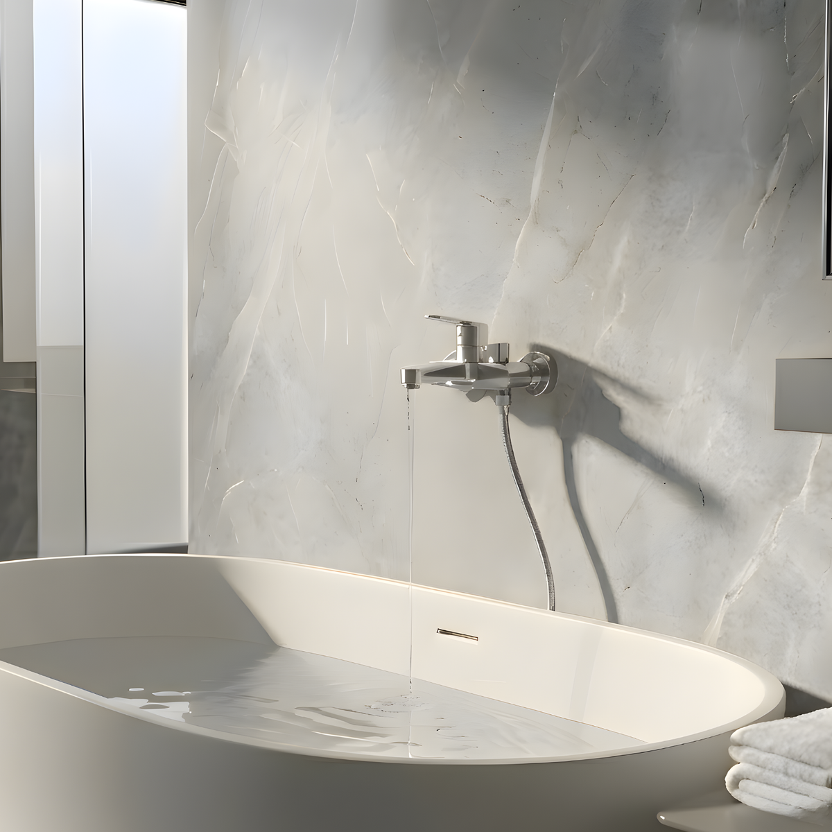 Diverta Shower Faucet Set installed — Chrome finish angle view | Casa Norex