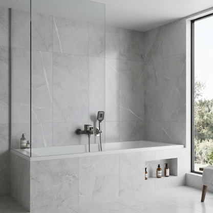 Diverta Shower Faucet Set handle detail — Chrome finish — Casa Norex