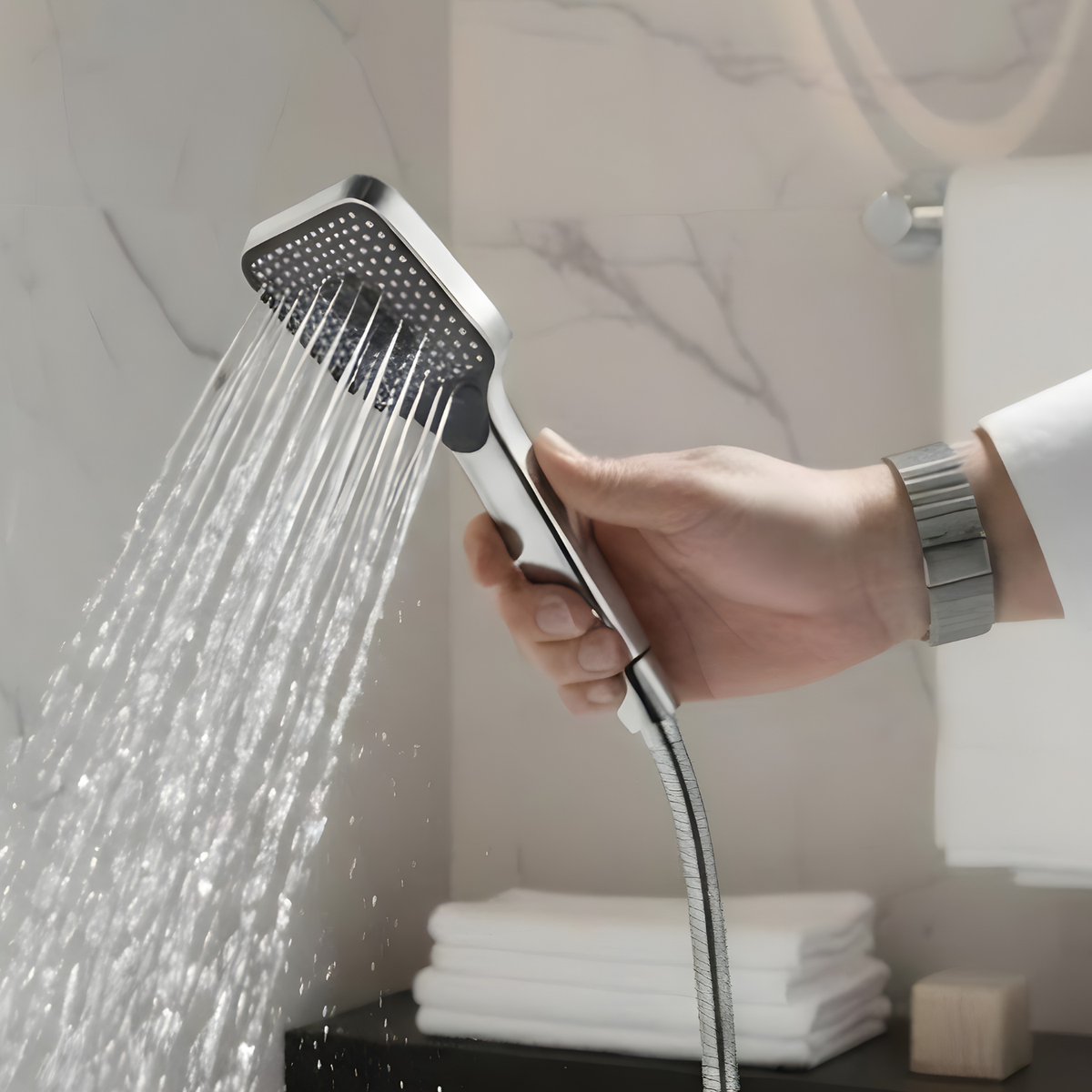 Diverta Shower Faucet Set spray head detail — Chrome finish — Casa Norex