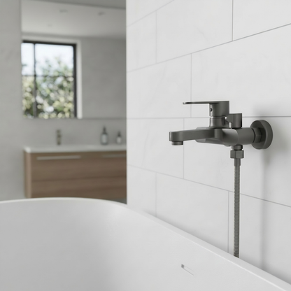 Diverta Shower Faucet Set in bathroom vanity setting — 3-Way Diverter | Casa Norex