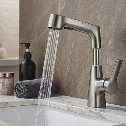 Rivermist 360° Pull-Out Kitchen Faucet — ceramic valve core, angled view | Casa Norex