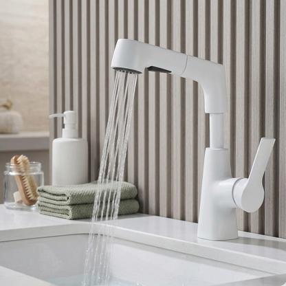 Rivermist 360° Pull-Out Kitchen Faucet — premium stainless steel body, close-up | Casa Norex
