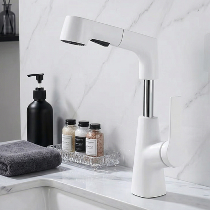 Rivermist 360° Pull-Out Kitchen Faucet — pull-out hose with 50-60cm reach, angled view | Casa Norex