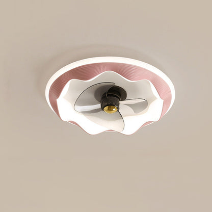 Modern Creative Round Wave LED Flush Mount Ceiling Fan Light