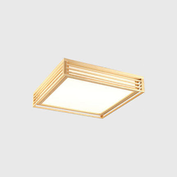 Flush Mount Ceiling Light front angle — acrylic diffuser in solid wood frame | Casa Norex