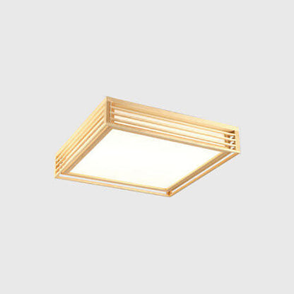 Flush Mount Ceiling Light front angle — acrylic diffuser in solid wood frame | Casa Norex