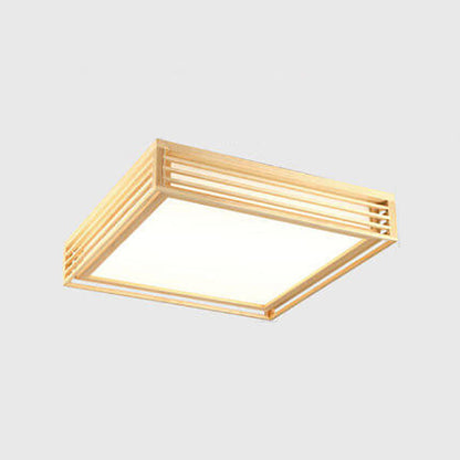 Flush Mount Ceiling Light top-down view — acrylic diffuser in solid wood frame | Casa Norex