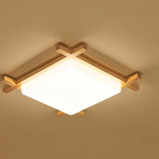 Flush Mount Ceiling Light — square acrylic diffuser in wood frame | Casa Norex