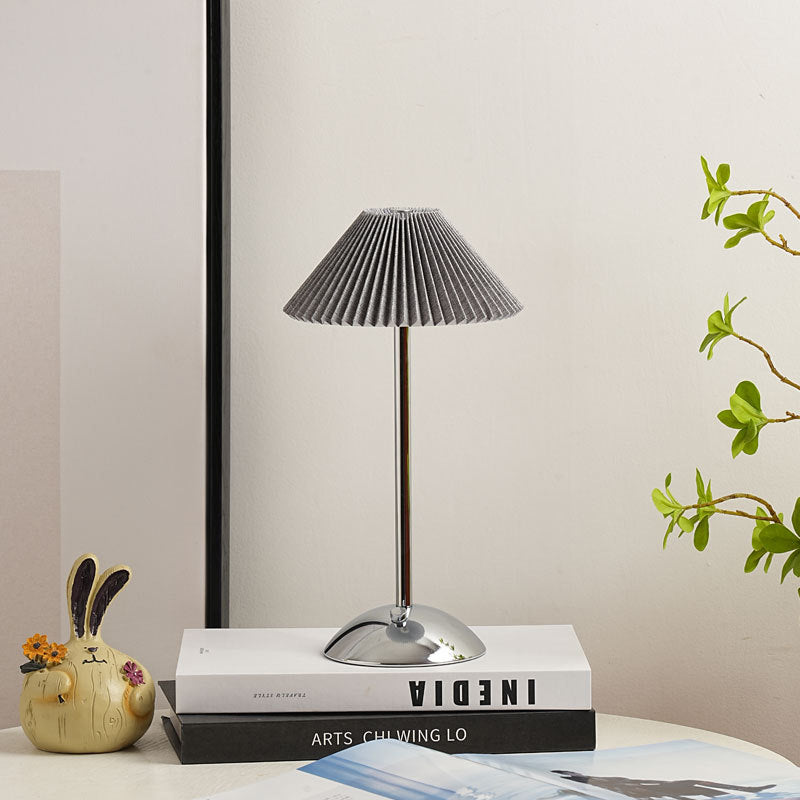 Table Lamp front angle — pleated fabric shade on iron base | Casa Norex