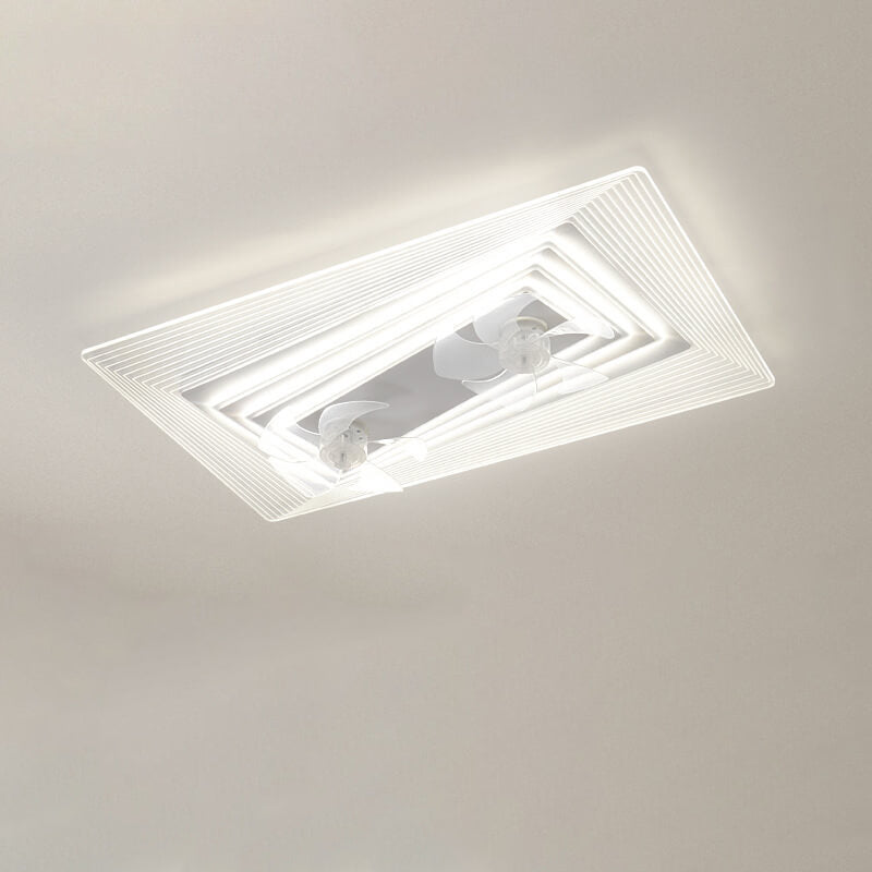 Modern Light Luxury Geometric Line Design LED Flush Mount Ceiling Fan Light