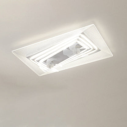Modern Light Luxury Geometric Line Design LED Flush Mount Ceiling Fan Light