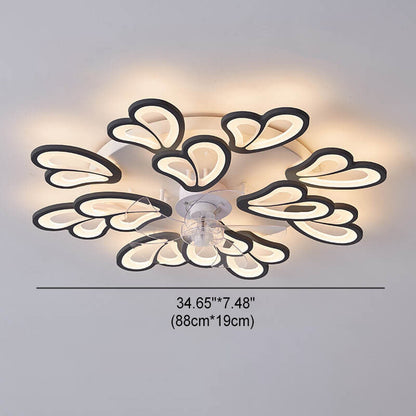 Scandinavian Modern Minimalist Heart Iron Acrylic Plastic LED Flush Mount Ceiling Fan Light