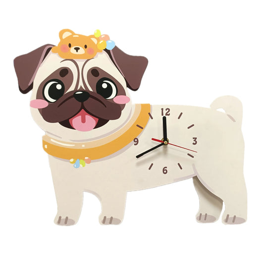 Pug Pendulum Wall Clock — swinging tail pendulum, 30x43cm | Casa Norex