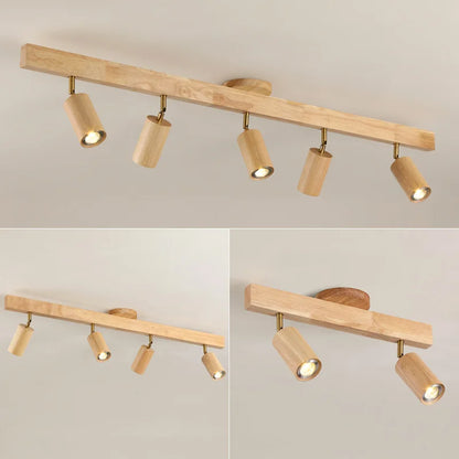 Wood chandelier LED bulb detail — Casa Norex