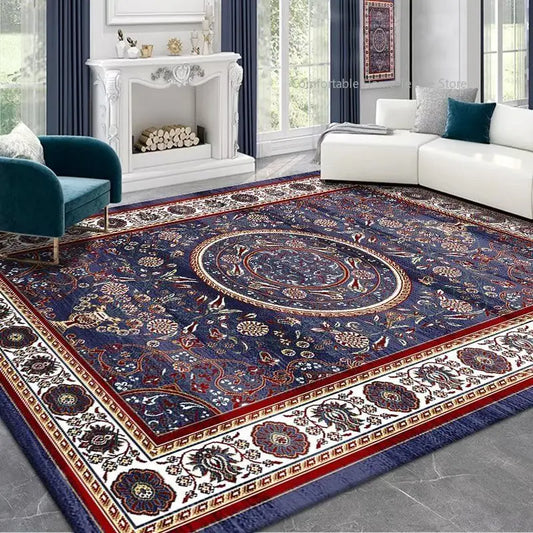 Adrina rug in living room setting — 3D-printed medallion pattern | Casa Norex