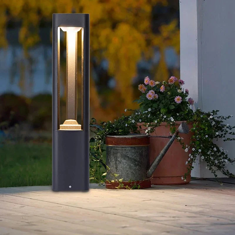 Bollard light ground insert stake hardware close-up | Casa Norex