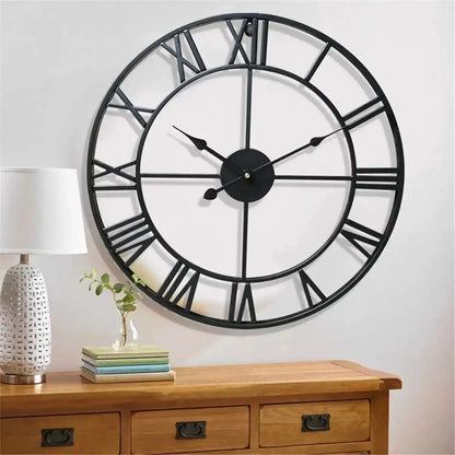 Roman Numeral Wall Clock Black finish close-up | Casa Norex