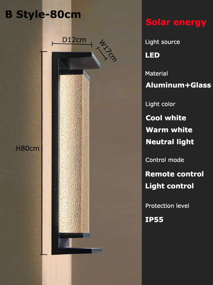 Solar dusk to dawn wall lantern Large size on an entryway wall