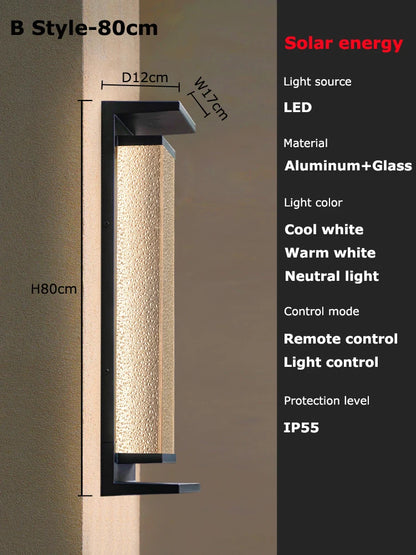 Solar dusk to dawn wall lantern Large size on an entryway wall