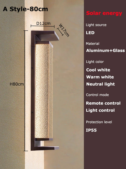 Solar dusk to dawn wall lantern Small size on a garage wall
