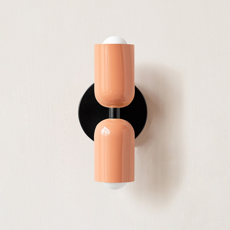 Dual-bulb wall sconce beige matte bedroom accent lighting — Casa Norex