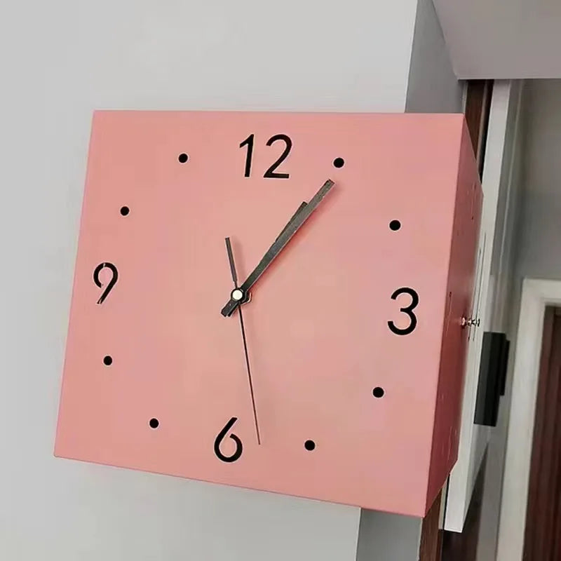 Square Corner Wall Clock Rouge Powder finish close-up | Casa Norex