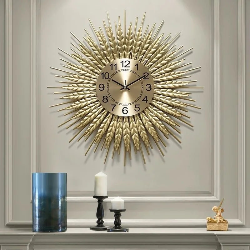 Wheat Sunburst Wall Clock detail view 1 — Casa Norex