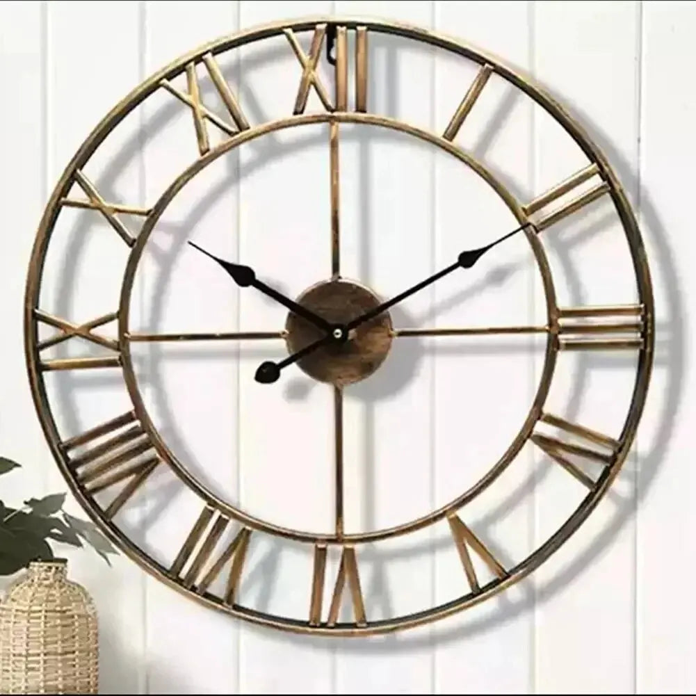 Roman Numeral Wall Clock scale reference on a wall — Casa Norex
