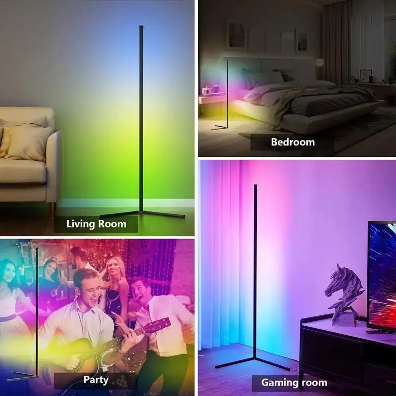 RGB corner floor lamp 40cm and 155cm heights — remote control | Casa Norex