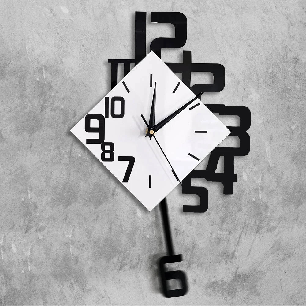 Swinging Numeral Pendulum Wall Clock scale reference on a wall — Casa Norex