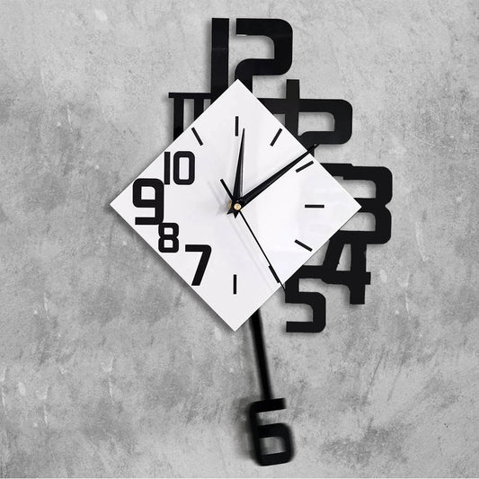 Swinging Numeral Pendulum Wall Clock scale reference on a wall — Casa Norex