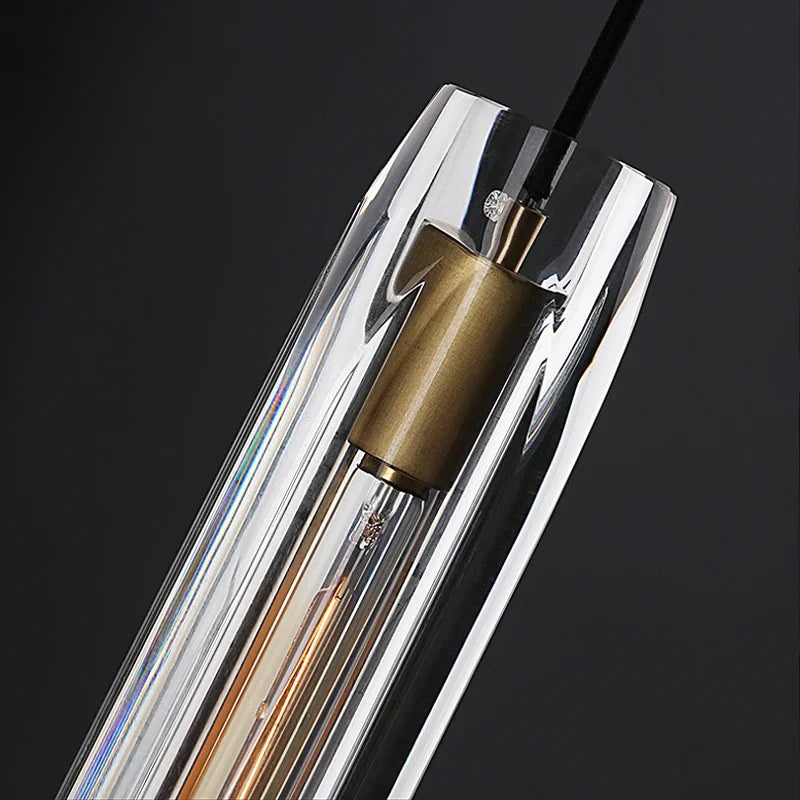Crystal pendant light spec diagram — Large Black Wipe Gold, 7cm diameter, 38cm height — Casa Norex