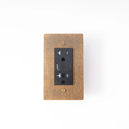 Retro Black 20A wall outlet — USB Type-C port — Casa Norex