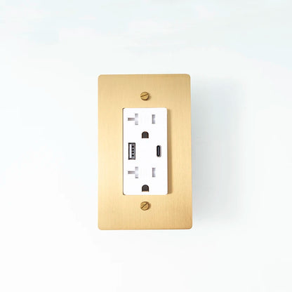 Gold White 20A wall outlet — USB Type-C port — Casa Norex
