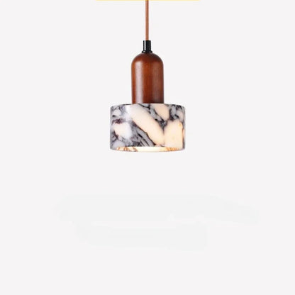 Round marble pendant light hung at full 180cm cord drop | Casa Norex