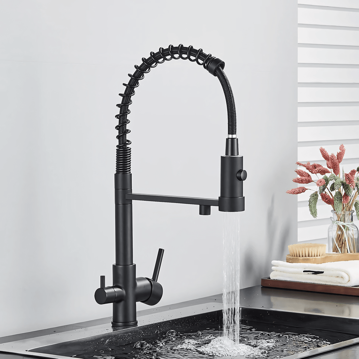 Ashgrove 3-Way Filtered Pull-Down Kitchen Faucet — solid brass body with ABS sprayer | Casa Norex