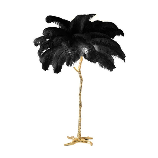 Ostrich feather floor lamp Medium 120cm size with 35 feathers