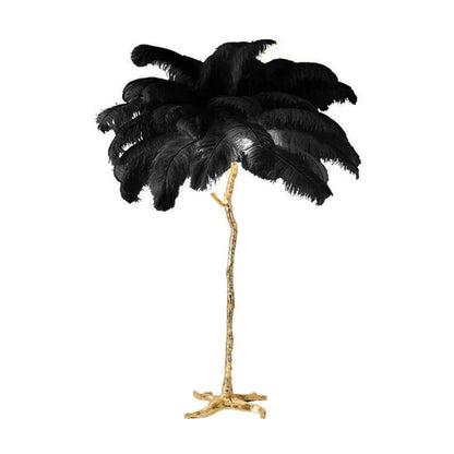 Ostrich feather floor lamp Medium 120cm size with 35 feathers